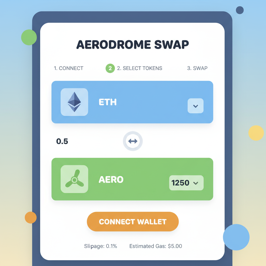 aerodrome swap interface eth to aero tokens colorful ui