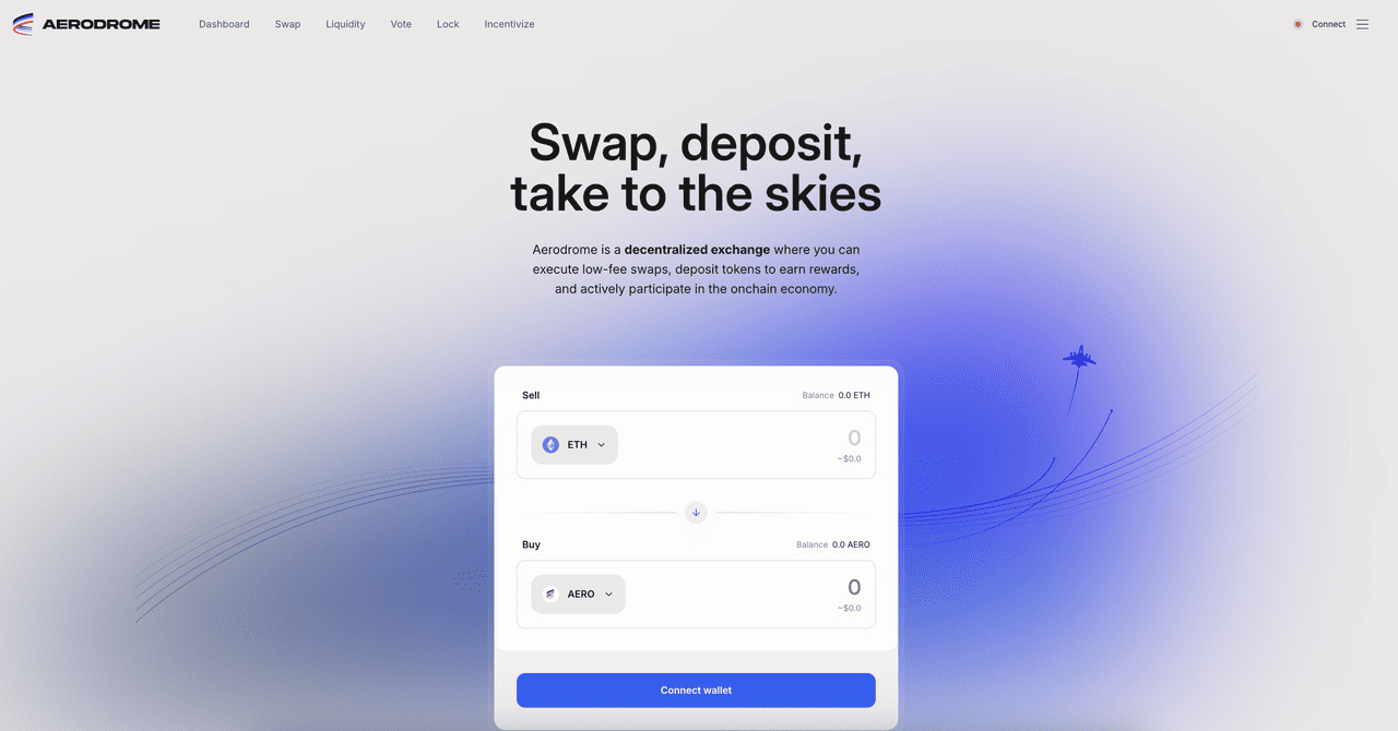 Aerodrome Finance Base DEX interface