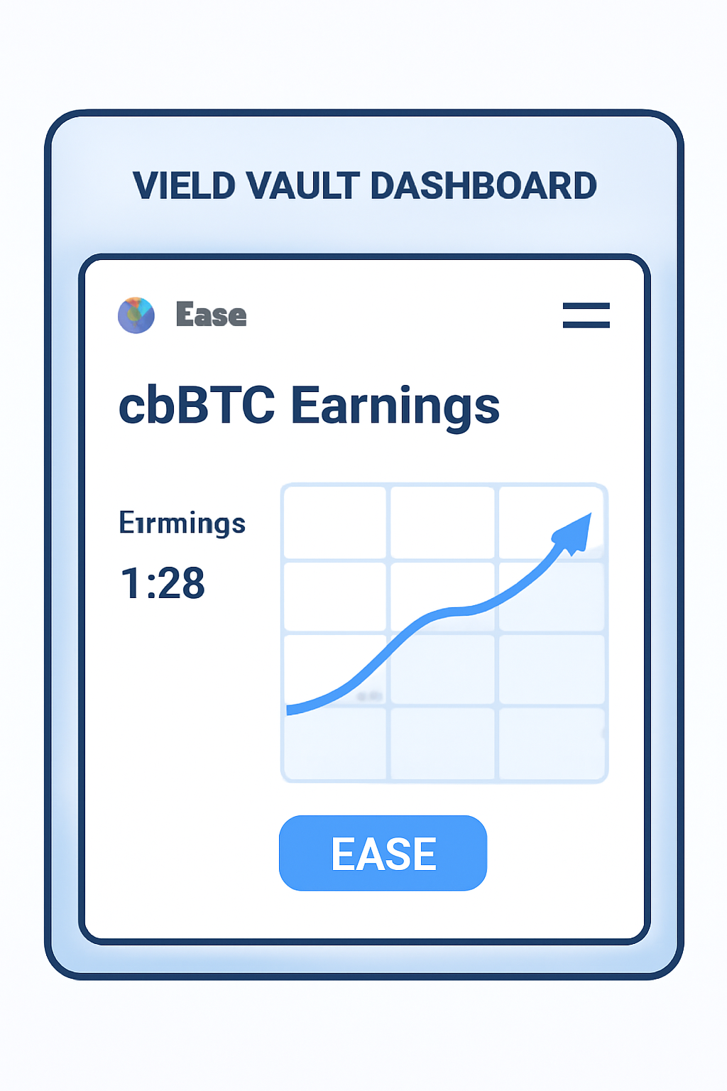 yield vault dashboard showing cbbtc earnings graph on base