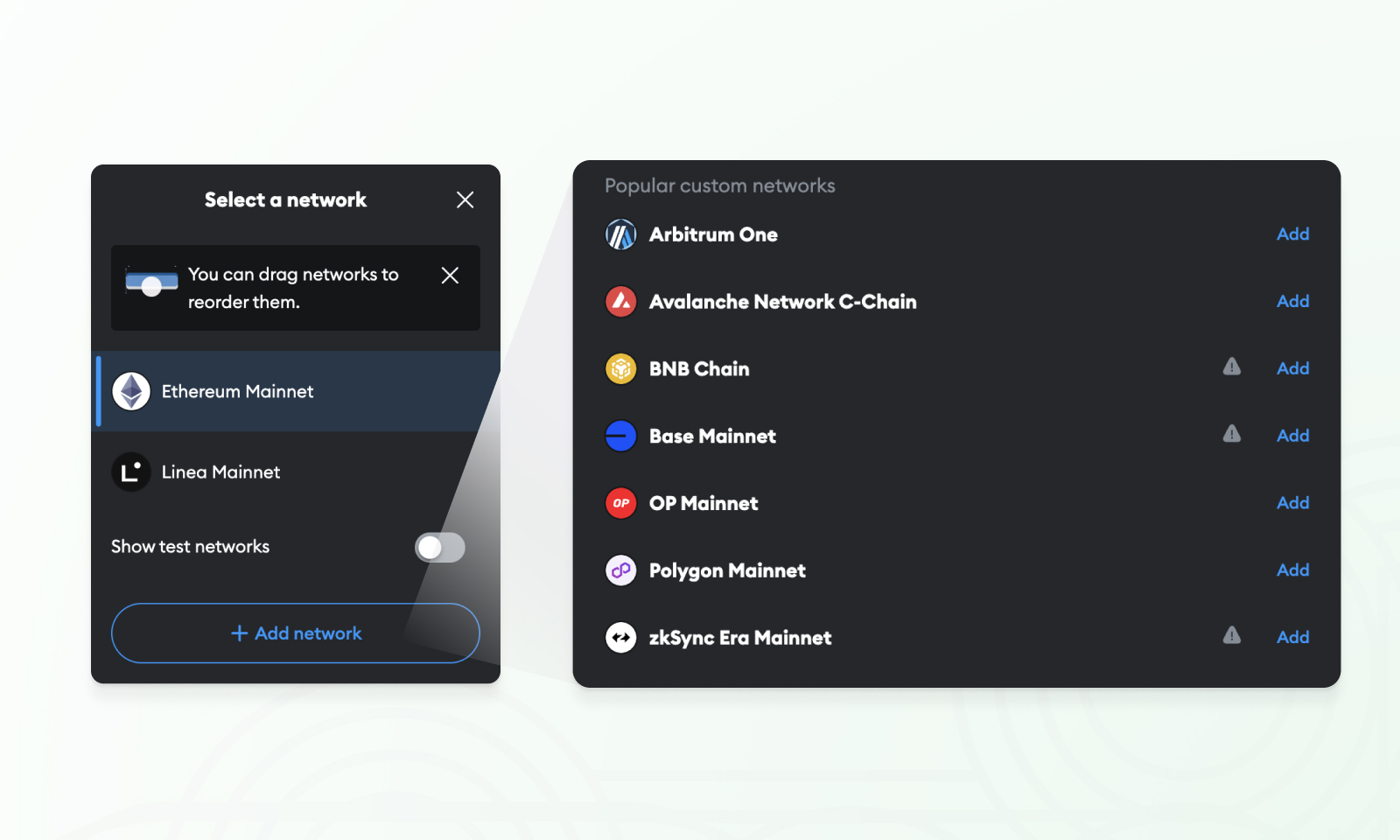 Base blockchain network settings in MetaMask