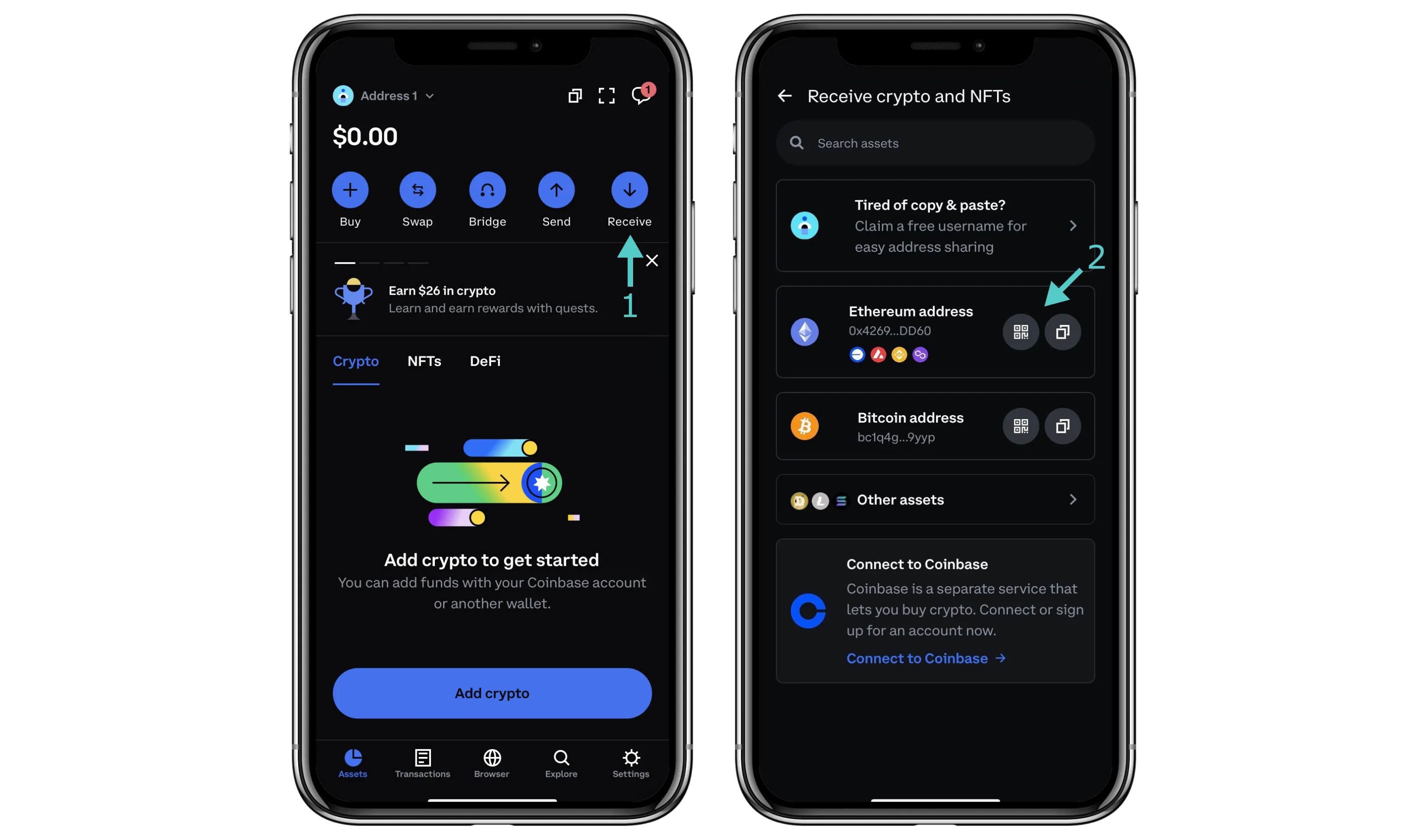 Coinbase Wallet showing Base network selection