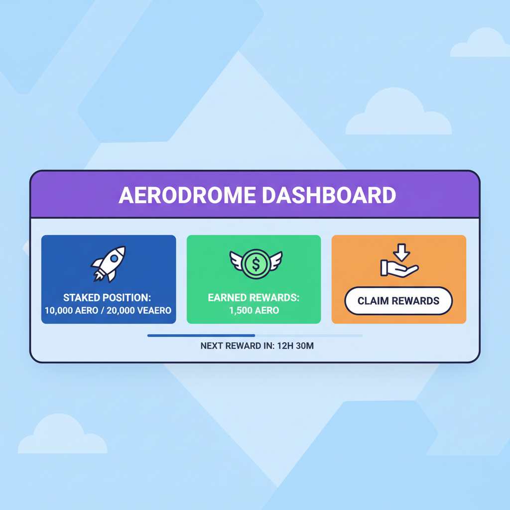 Aerodrome dashboard showing staked position, rewards, and claim button