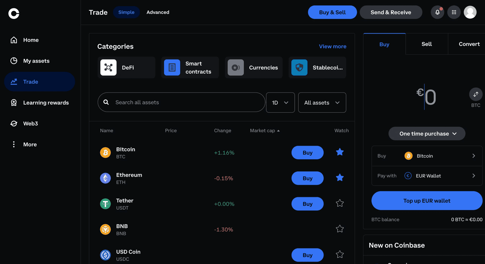 Coinbase account setup interface 2025