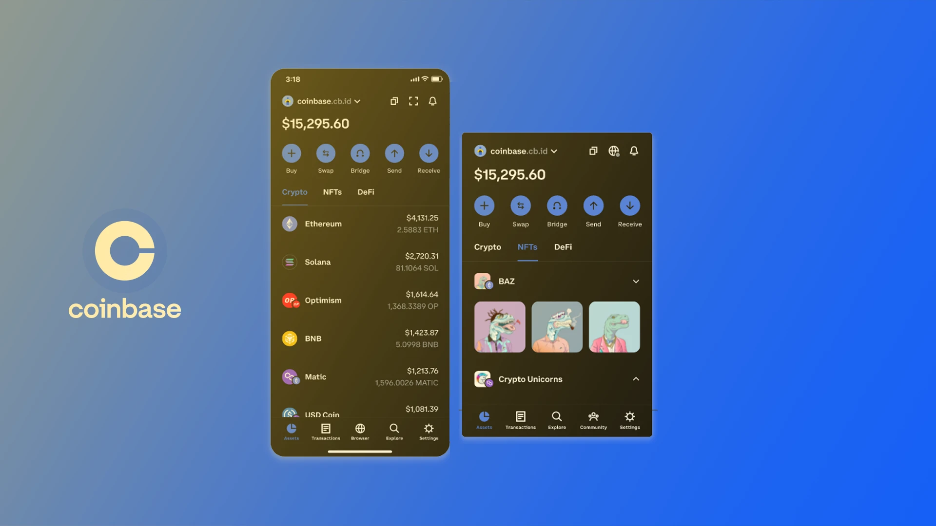 Coinbase Wallet app interface