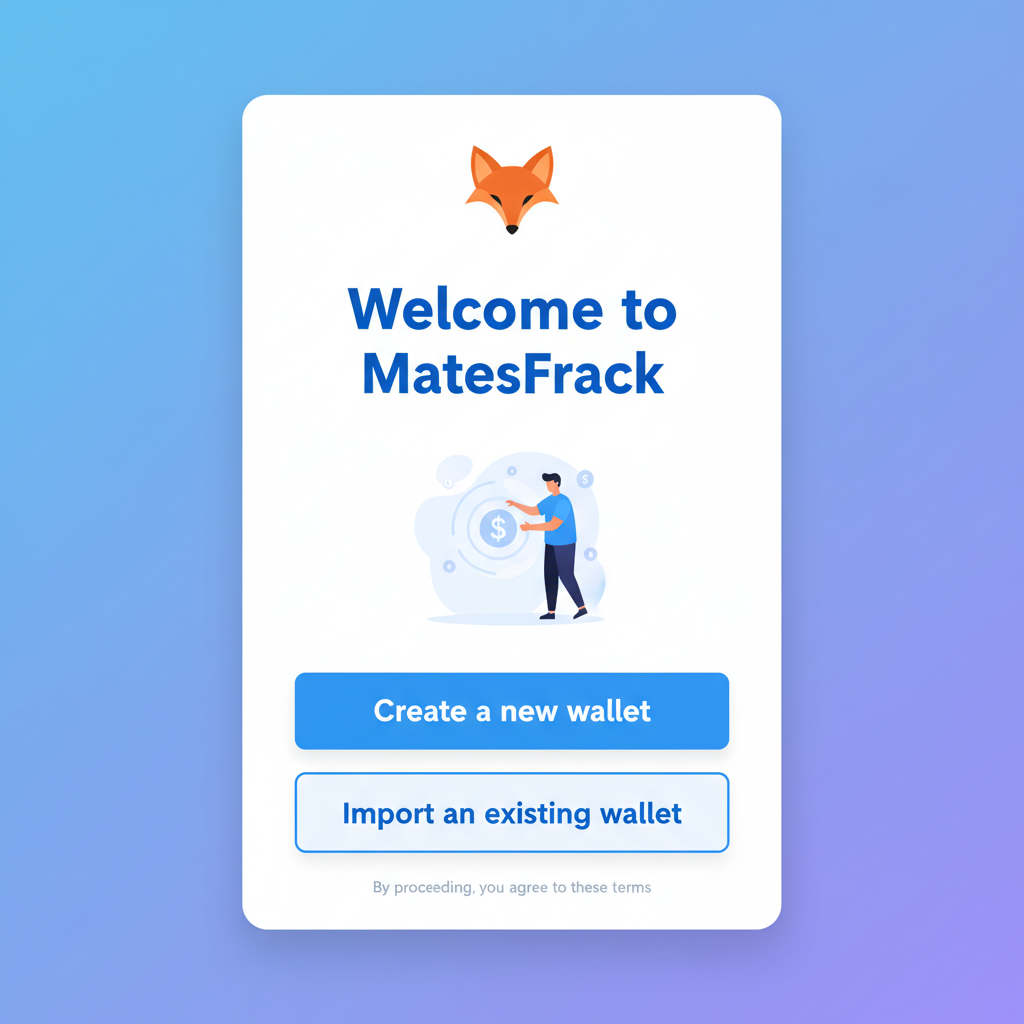 clean screenshot of MetaMask wallet setup screen with new wallet creation button