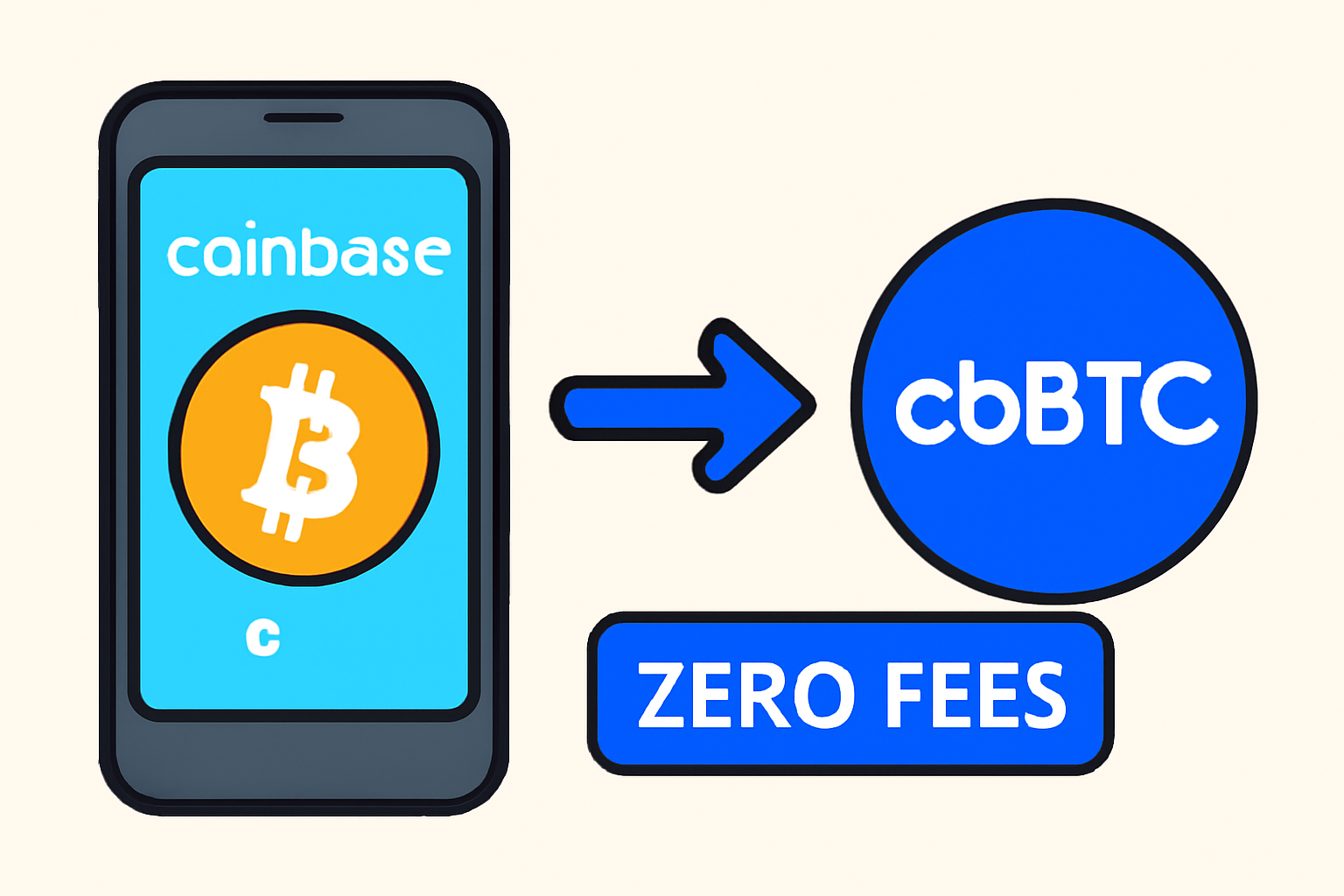 cartoon coinbase app wrapping btc to cbbtc zero fees