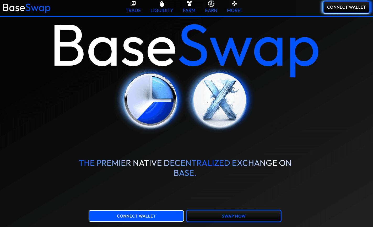 BaseSwap DEX platform on Base blockchain